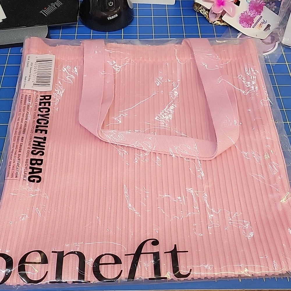 Benefit Eco-Friendly Pink Tote 14" x 15" New Sealed Bag